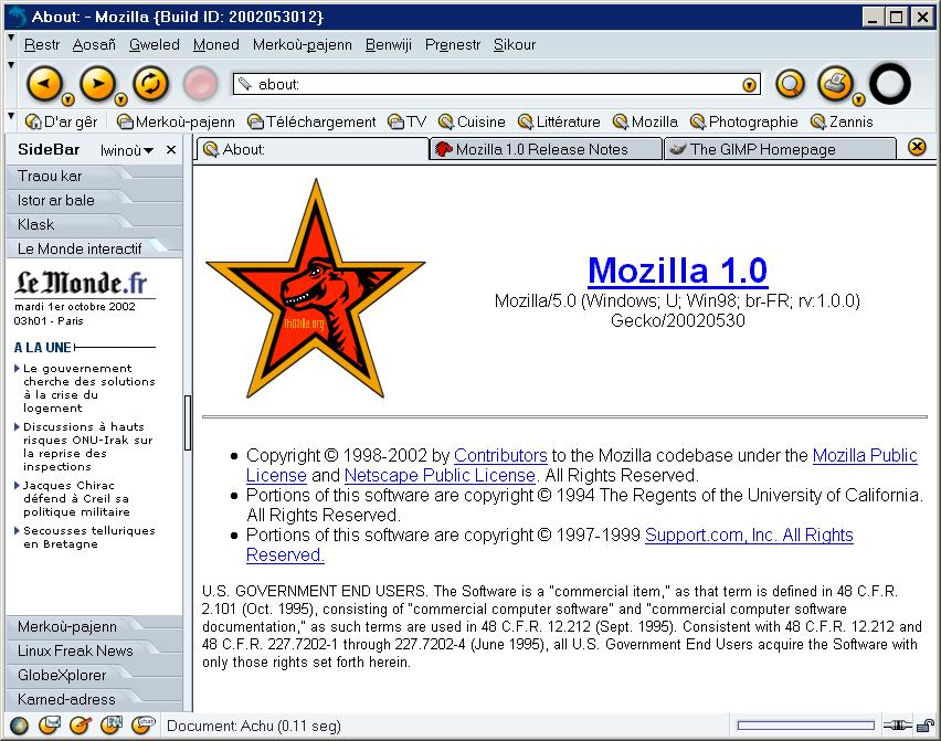 retour  la page de mozilla 1.0