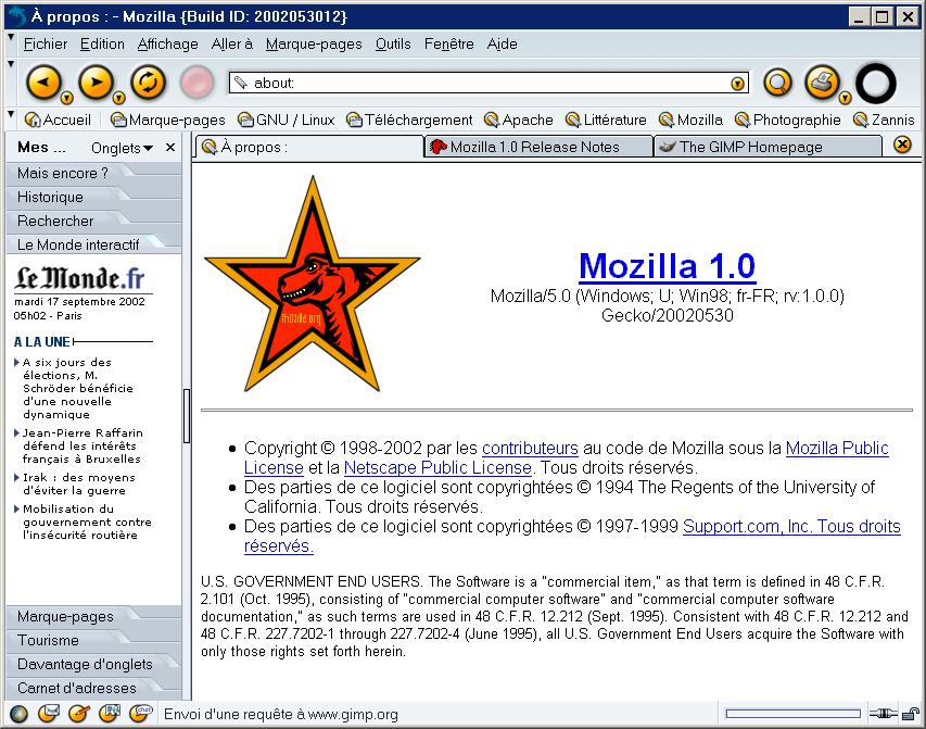 retour  la page de mozilla 1.0